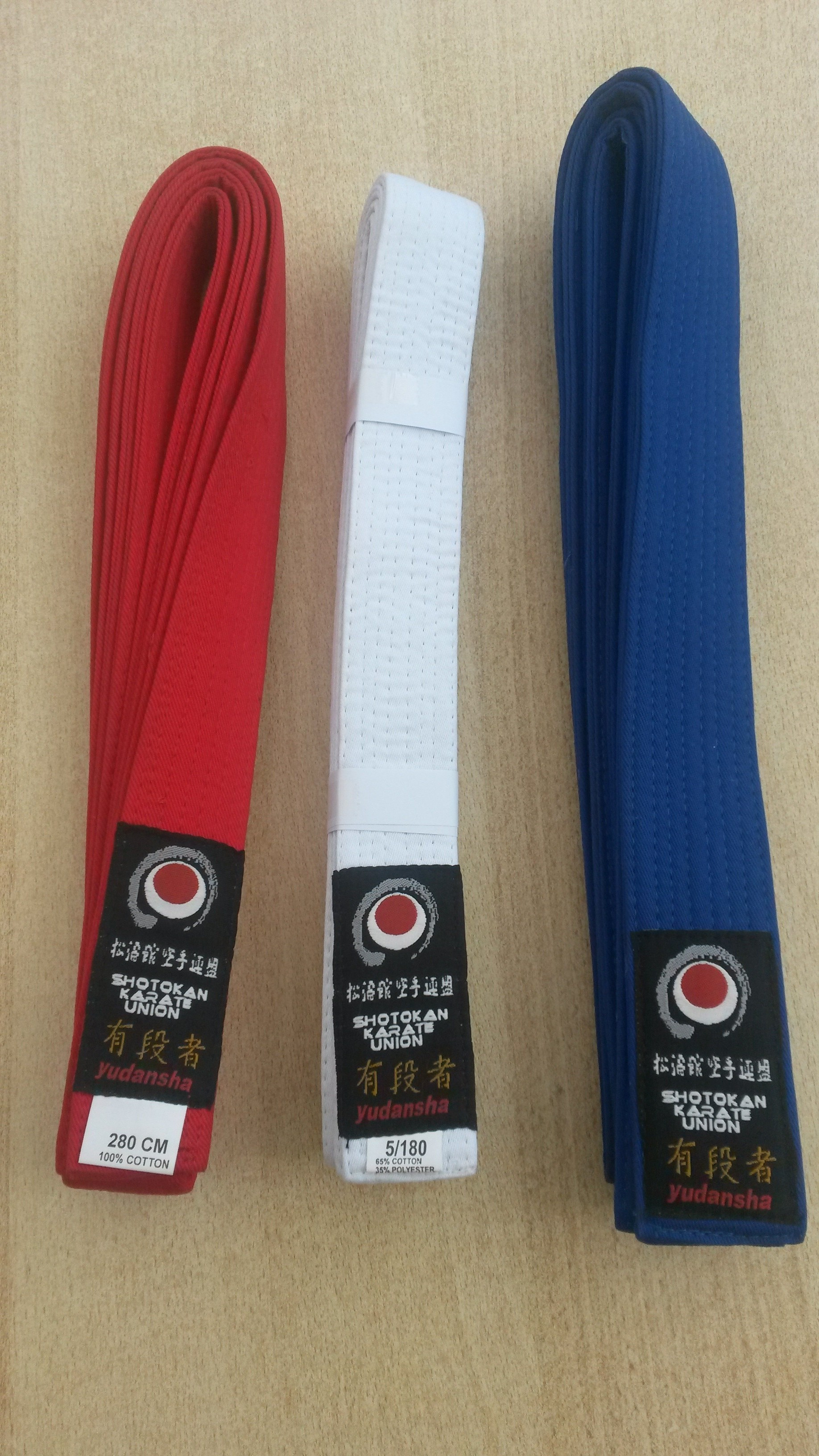 SKU YUDANSHA BRAND COLOURED BELTS Shotokan Karate Union 松涛館 空手連盟